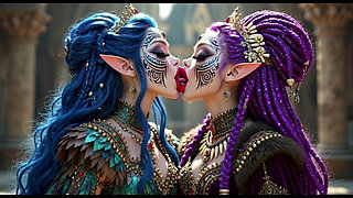 Beautiful Elves Princess Kissing, Ai Animation
