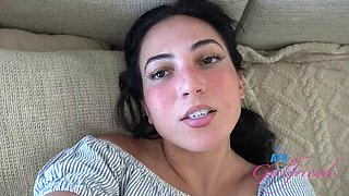 POV Mira Luv Cute Freckled Girlfriend Date: Rough Shaved Pussy Devoured in Sloppy Blowjob Before