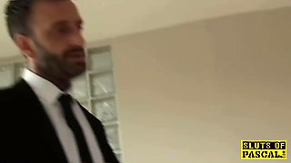 Squirting UK sub analfucked while toying clit
