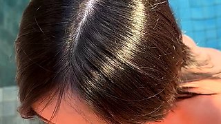 Amateur brunette teen blowjob and cumshot