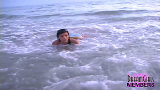 Three Hotties Make Out and Get Topless at a Public Beach