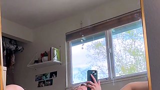 Hailey Hitch Stuffs Her Wet Pussy With Pink Dildo In Front