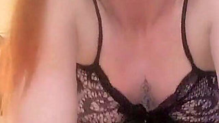 British Ginger Pussy Blackbred in Black Lingerie Starring Red Firesquirt