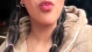 Cute amateur brunette naughty in solo jerking show on camera