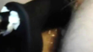 BBW Hairy Wet Pussy Getting Smashed by Thick BBC Dildo on Sex Machine