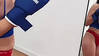 Nerdy Teen First Boxing Training Day Jumping Jacks Tits Out