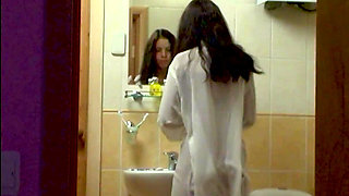 Morning routine from a cute brunette