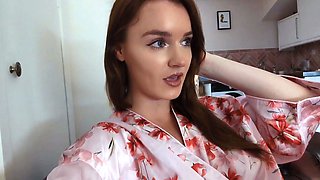 Cute curly brunette solo webcam masturbation
