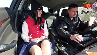 Tight Black-Haired Basketball Babe Gets Hard Fucked in a Stranger’s Car