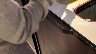 Gorgeous Asian girlfriend fucked doggystyle in public toilet