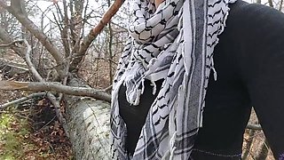 Solo female masturbates outdoors near the road