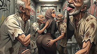 Hijabi Muslim Babes Degraded & Gangbanged by Ugly Bastards in tight spaces - Hijabi Series Part 3