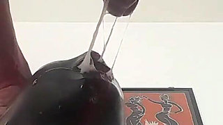 Laura is gagged with a lips mouth gag, throath fucked for long time and swallows cum