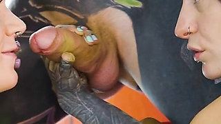 Two Slim Cuties Get Fucked by a Serviceman with Fat Cock