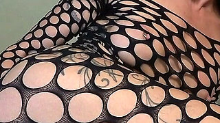 I Fist Both Holes with an Xl Dildo While Wearing a Fishnet Outfit!