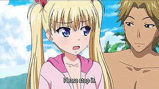 Hentai 'Oni- Hichi', Ep.1: Sexy Buxom Blonde Airi Enjoys Sneaky Sex On the Beach With Her Stepdad