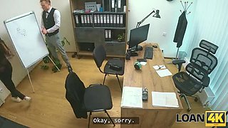 LOAN4K – Hot brunette sucks bank manager's cock under the table