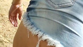 Hot PriscilaWife in Shorts Flashing Ass on Street – Amateur Latina POV