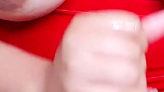 She Touches His Huge Natural Tits While Making the Best Punch of His Life