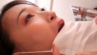 Japanese babe in schoolgirl uniform masturbates