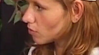 Redhead Nurse Spreads for Doctor Deep Exam