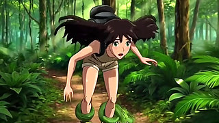 Explorer girl bound in teasing vines that give her  Bound in teasing vines that  intimate pleasure