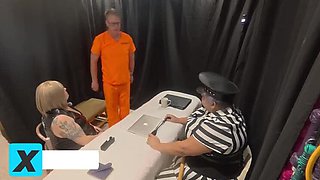British Prison Role Play: Governess Punishes Handcuffed Inmate with Blowjob & Creampie