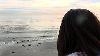 Lustful brunette bikini beach babe spied on and rammed