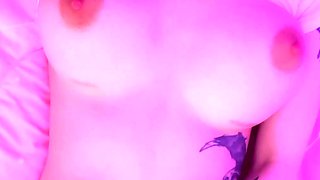 Glamour babe with big boobs masturbates in lingerie