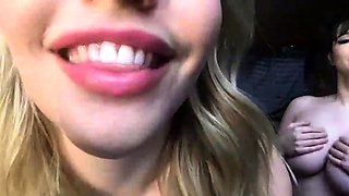 StrapOn Lesbian with big boobs fucks her blonde sexy GF