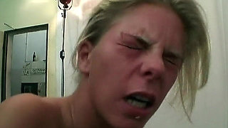 Blonde Sucks Big Cock and Gets Drenched in Cum