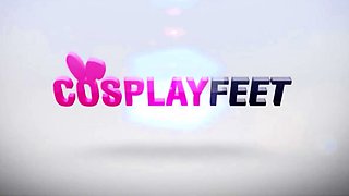 College scholar feet in white nylon socks