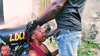 Petite Biker Gang Bang: Standing Sex on a Motorcycle with BBC in Garage