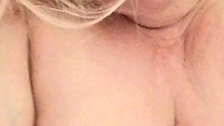 Mature Housewife Kitty From the UK Shows Her Big Boobs and Plays with Dildo. Real Blonde Chubby MILF Housewife