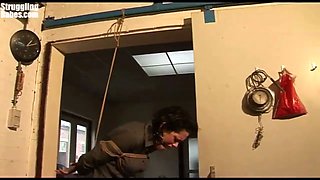 Steffi Dangling on Rope Tightly Ballgagged