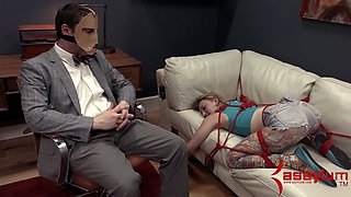 Submissive fed hard penis then rammed