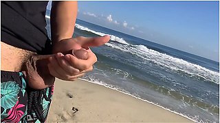 Public Flash Dick On The Beach In Front Of Two Horny Girls Who Crave My Cock