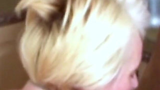 Blonde old housewife is seduced by young caretaker and fucked in the kitchen