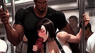 Big Titty Tifa LOVES making new friends on the train!