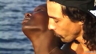 Threesome Cumshot on Ebony Beach