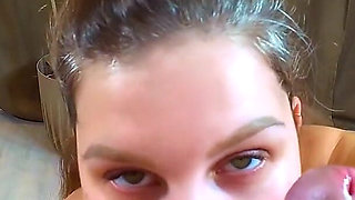 POV Real Amateur Gagging on Cock and Cum in Throat