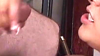 Brunette MILF Milks Thick Cock with Hands and Mouth