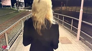 Horny Slut Fucked in the Middle of the Train Station!!