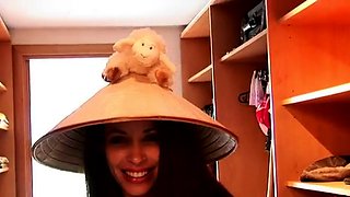 Cute lesbian shows off her body