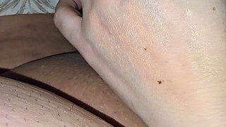 Step mom stick her hand on step son dick in erection and handjob his dick