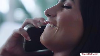 Caught my horny babysitter having phone sex