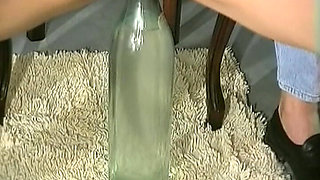 Blondie From Germany Tries to Pu Huge Bottle Down Her Pussy