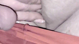 Super Close-up: Cock Rubs the Clit. Sperm on Pussy. Use Sperm Like a Lubricant. Female Orgasm. Red Panties.