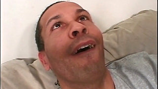 Petite Teen Fucked by Two Monster Black Cocks That Cum in Her Mouth Together with a Horny Dwarf