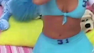 Blonde, Young and Horny, Alone in Bed with the Teddy.